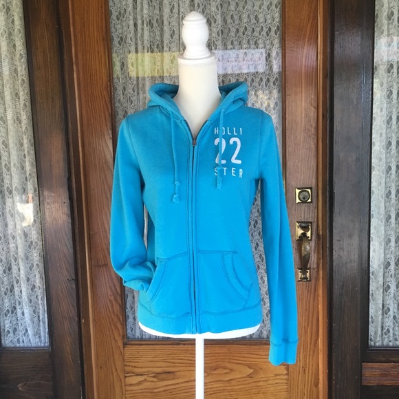 Hollister size medium apple blue zip up hoodie - Picture 1 of 8